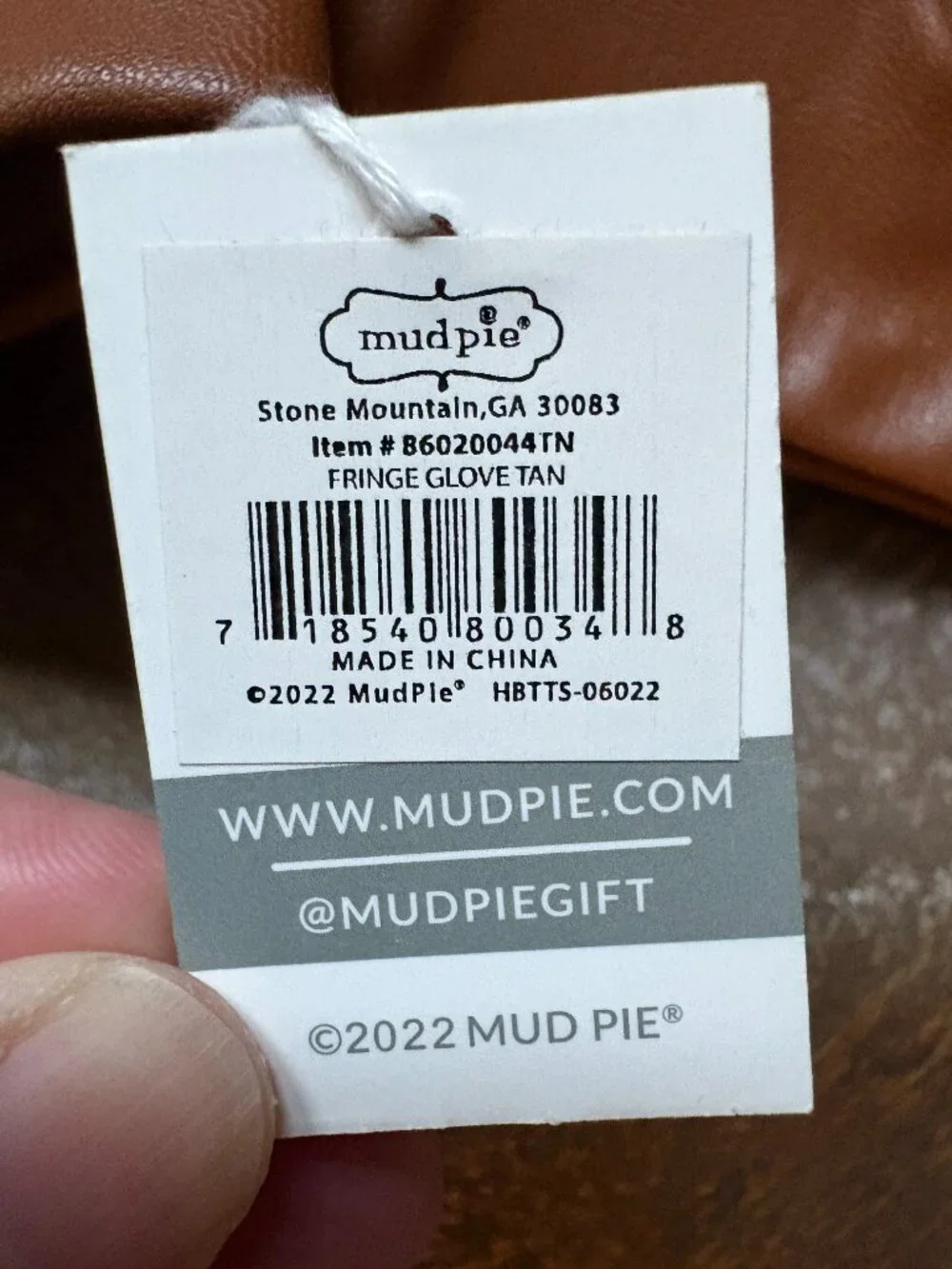 NWT Mud Pie coastal cowgirl faux leather lined fringed women's gloves OSFM